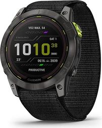 Garmin Enduro 2 Titane Carbon Gray DLC GPS horloge met zwarte UltraFit Nylon band