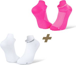 Pair of BV Sport Light 3D Ultra Short X2 Socks White Pink