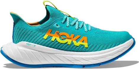 Chaussures de Running Hoka Carbon X 3 Bleu Vert Jaune