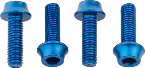 Set van 4 Wolf Tooth Water Bottle Cage Bolts M5x15 mm Blauw