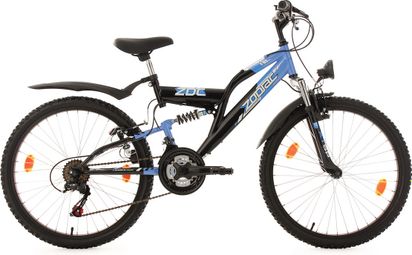 VTT Tout-Suspendu Enfant KS Cycling Zodiac 24'' Shimano 6V Bleu Noir