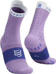 Chaussettes Compressport Pro Racing Socks v4.0 Trail Mauve/Bleu
