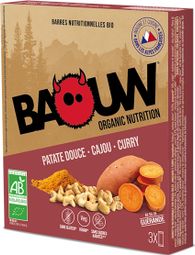 3 Baouw Organic Sweet Potato-Cashew-Curry Energy Bars 25g