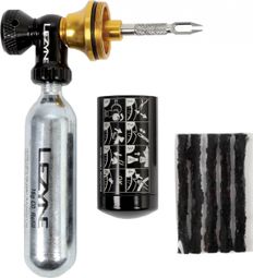 Lezyne Tubeless CO2 Blaster CO2-Spender und Tubeless Tire Repair Kit Black Gold