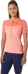 Asics FujiTrail Pink Women's 1/2 Zip Short Sleeve Jersey