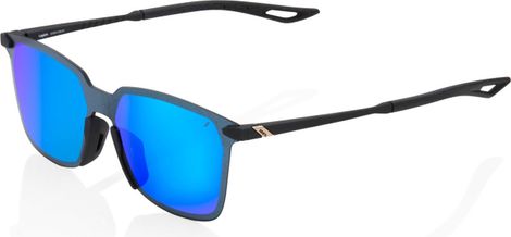 100% Legere Square Soft Tact Black / Blue Mirror Sunglasses