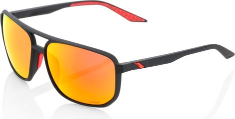 100% Konnor Sonnenbrille Soft Tact Schwarz / Hiper Red Lens