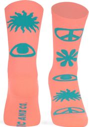 Pacific and CO Peace Socks Peach Teal