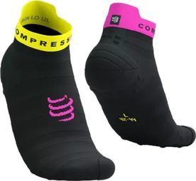 Compressport Pro Racing v4.0 Ultralight Run Low Socks Black/Yellow/Pink