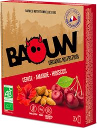 3 Baouw Organic Energy Bars Cherry-Almond-Hibiscus 25g