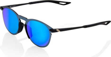 100% Legere Round Soft Tact Black / Blue Lens Sunglasses
