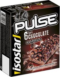 Lot de 6 Barres Énergétiques Isostar Pulse Bars Guarana Chocolat 6x23g