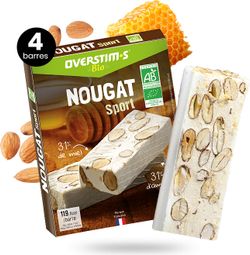 Overstims Energy Bars (x4) Organic Nougat Almonds Honey