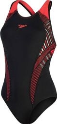 Women's Speedo Placement Laneback Swimsuit Black/Red