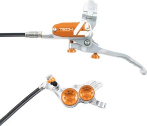 Hope Tech 4 V4 Disc Break - Manguera estándar delantera plateada / naranja