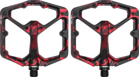 Pair of Crankbrothers Stamp 7 Wide Flat Pedals Limited Edition Black / Red Splatter