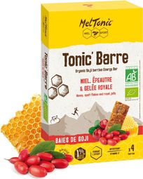 Lot de 4 Barres Énergétiques Meltonic Tonic' Barre Bio Baies de Goji / Miel / Épeautre / Gelée Royale 4x25g