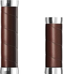 Paar Brooks England Slender Leather Grips 130/100 mm Brown