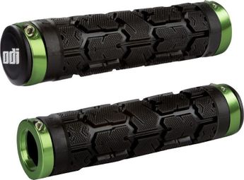 Pair of Odi Rogue Lock-On 130mm Black/Green Grips