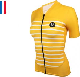 LeBram Ventoux Women's Short Sleeve Jersey Yellow Adjusted Cut