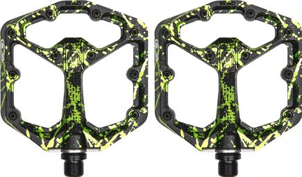 Pair of Crankbrothers Stamp 7 Small Limited Edition Flat Pedals Black / Green Splatter