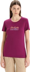 T-shirt Manches Courtes Mérinos Femme Icebreaker Tech Lite II Mountain Geology Violet