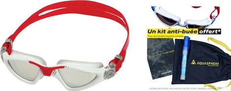 Lunettes de bain Aquasphere Kayenne Gris / Rouge - Verres Miroir Argent + Kit Entretien
