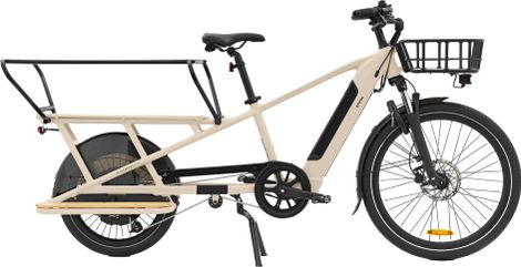 Btwin Longtail Bicicleta de Carga Eléctrica R500E Microshift 8V 26/20'' 672 Wh Beige
