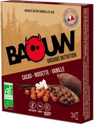 3 Baouw Organic Cocoa-Hazelnut-Vanilla Energy Bars 25g