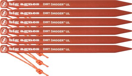 Set of 6 Big Agnes Dirt Dagger UL 7.5'' Orange
