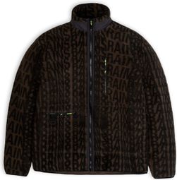 Rains Heavy Fleece Unisex Jacket Wood-Black Monogram Brown/Black