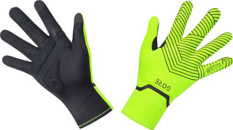 Pair of GORE Wear C3 Gore-Tex Infinium Stretch Mid Gloves Fluorescent Yellow Black
