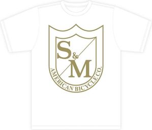 S and M Big Shield White / Khaki T-shirt