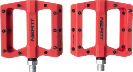 Pair of Flat Pedals Neatt Composite 8 Pins Red
