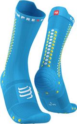 Pair of Compressport Pro Racing Socks v4.0 Bike Blue / Yellow
