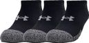 3 Pairs of Under Armour Heatgear No Show Unisex Socks Black