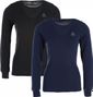 Pack of 2 Women's Active Warm Long Sleeve T-Shirts Black / Blue
