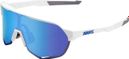 100% Brille - S2 - Mattweiß - HiPER Verspiegelte Gläser Blau